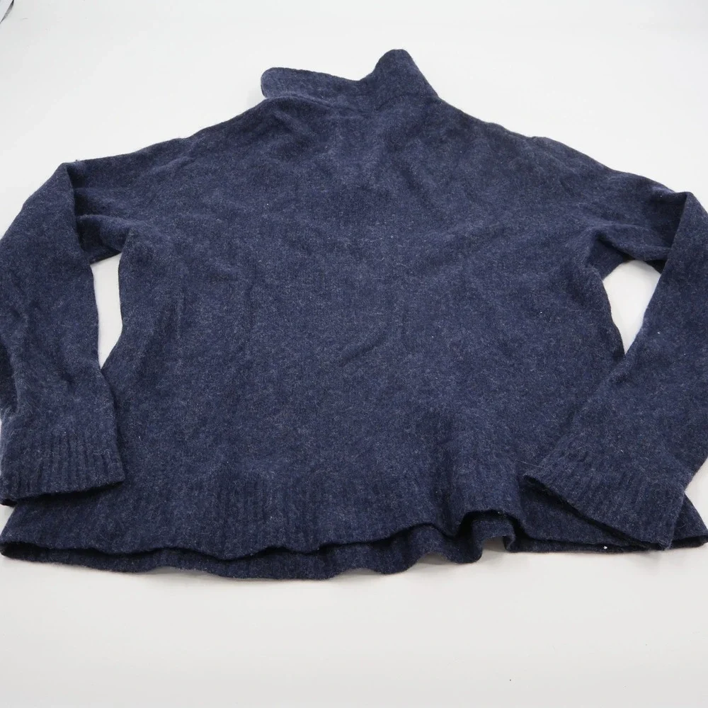 J.Crew Quarter Zip Sweater Mens Medium Navy Blue Merino Wool Blend Pullover
